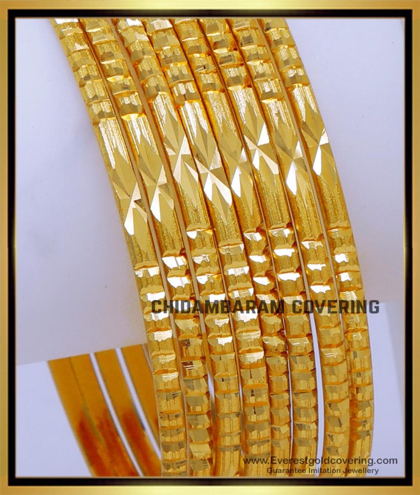 BNG820 - 2.4 Simple Thin Daily Use Plain Gold Bangle Design Latest