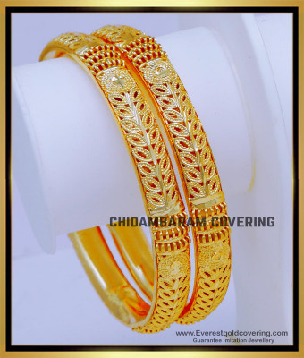 BNG823 - 2.10 Size Gold Pattern Gold Plated Bangles for Daily Use