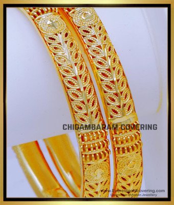 BNG823 - 2.10 Size Gold Pattern Gold Plated Bangles for Daily Use
