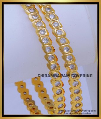 BNG835 - 2.8 Impon Stone Artificial Bangle Design in Gold Design