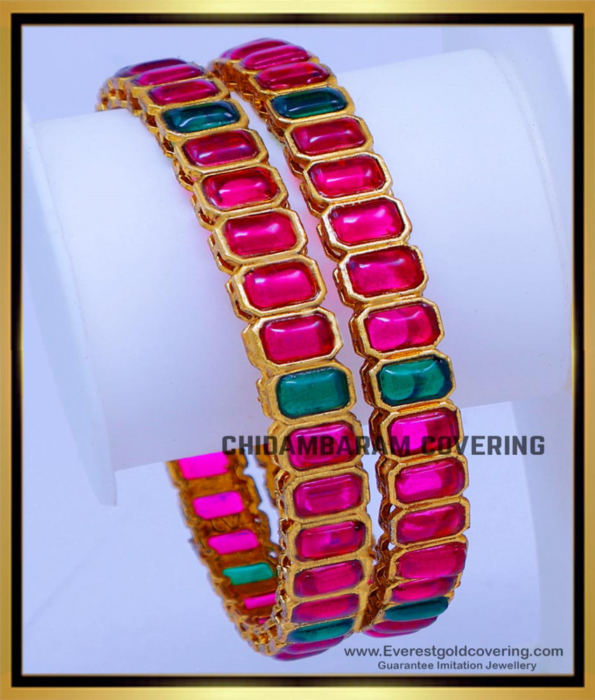 BNG839 -2.6 New Antique Jewellery Artificial Ruby Stone Bangles