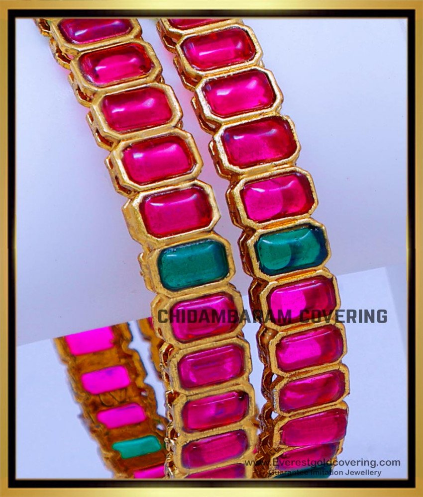 BNG839 -2.6 New Antique Jewellery Artificial Ruby Stone Bangles