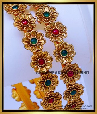 BNG841 -2.6 South Indian Traditional Antique Gold Bangles Online