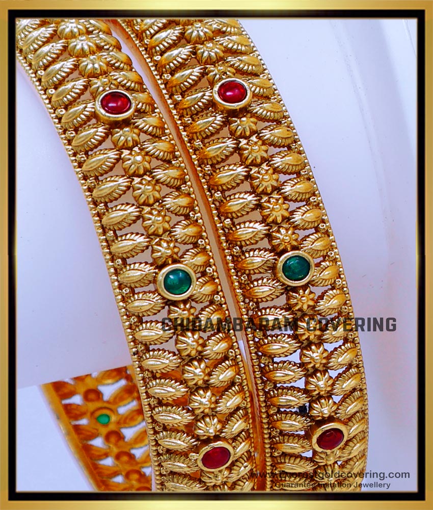BNG842 -2.8 Latest Antique Bangles Gold Design for Wedding