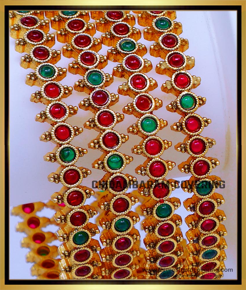 BNG843 -2.8 South Indian Bridal Wear Antique Bangles Set Online
