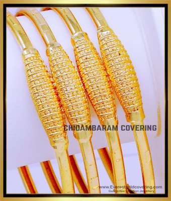 BNG846 - 2.10 Size New Model Daily Use Plain Gold Covering Bangles 