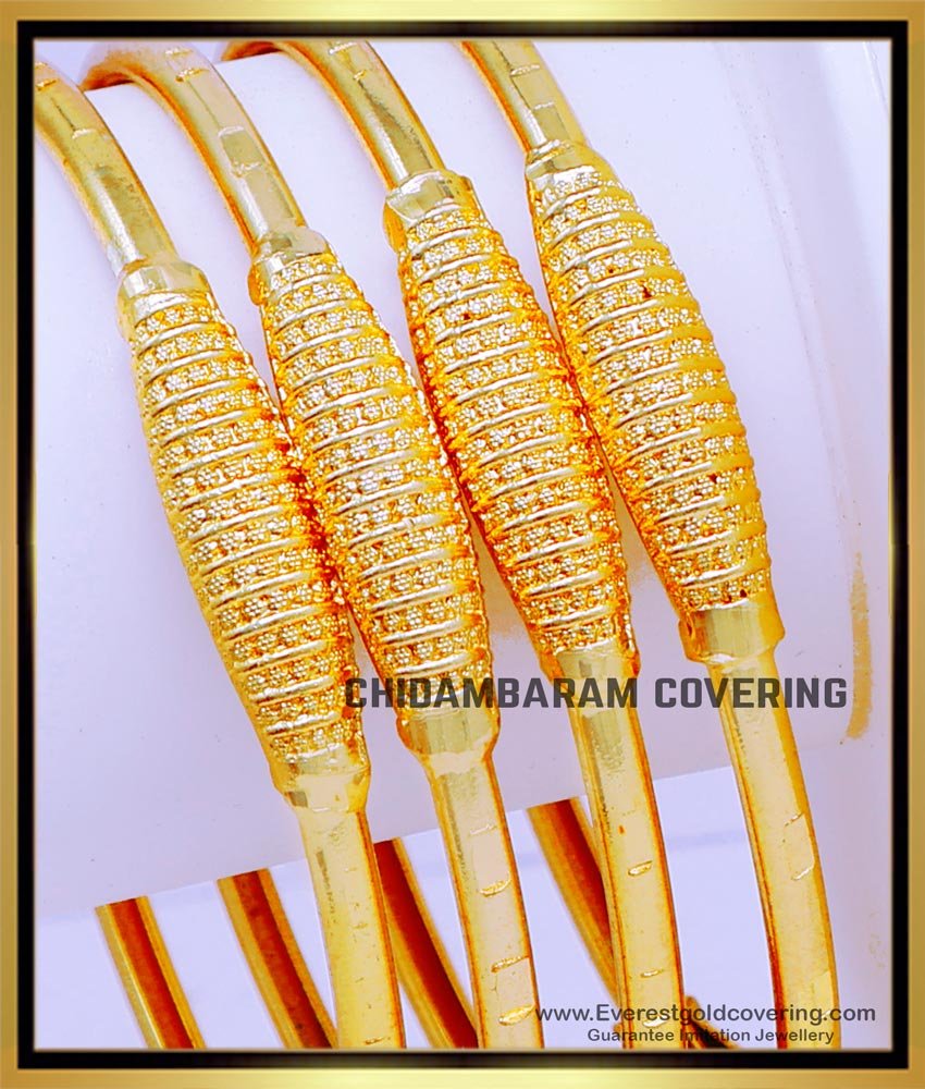 BNG846 - 2.6 Size New Model Daily Use Plain Gold Covering Bangles 