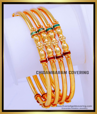 BNG847 - 2.8 Simple Enamel Design 2 Gram Gold Plated Bangles Online