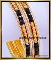 BNG848 - 2.8 Gold Plated Black Beads Gold Bangles for Ladies