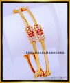 BNG850 - 2.8 Size1 Gram Gold Ruby and White Stone Bangles for Women