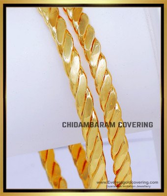 BNG860 - 2.6 Impon Plain Simple Gold Bangles Designs for Daily Use