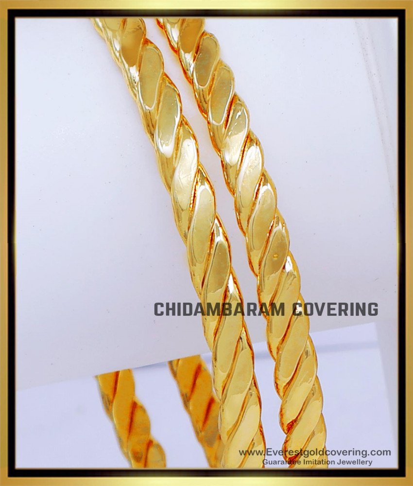 BNG860 - 2.6 Impon Plain Simple Gold Bangles Designs for Daily Use