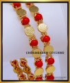 BNG863 - 2.8 Latest Gold Plated Red Coral And Lakshmi Coin Bangles
