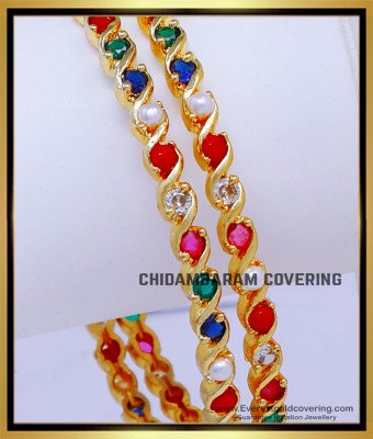 BNG866 - 2.6 Latest Panchaloha Thin Navaratna Bangles for Women
