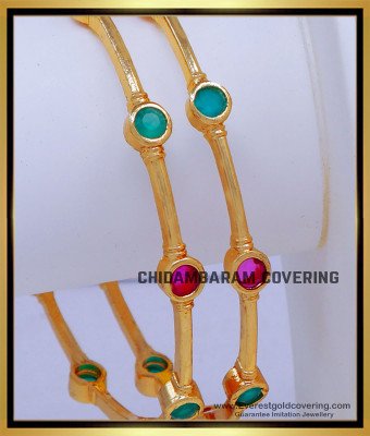 BNG867 - 2.6 Simple Daily Wear Gold Plated Stone Bangles Designs