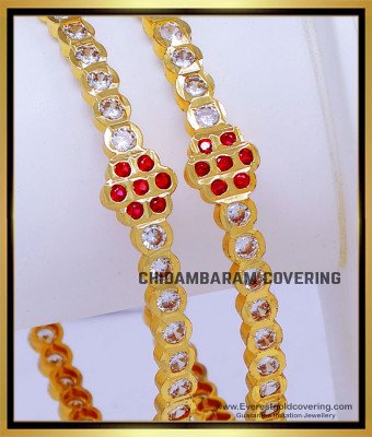 BNG870 - 2.6 Impon White Stone Gold Bangles Design for Regular Use