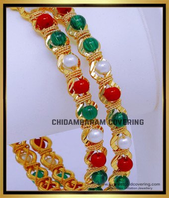 BNG883 - 2.10 Latest Gold Plated Colorful Beads Bangles for Women