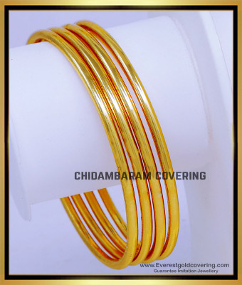 BNG890 - 2.4 Pure Impon Plain Gold Bangles Designs Daily Wear