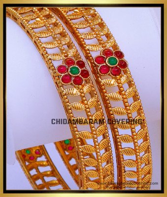 BNG891 - 2.8 New Ruby Emerald Antique Temple Bangles for Women