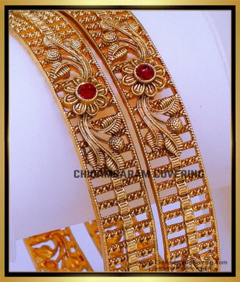 BNG893 - 2.6 South Indian Modern Antique Gold Bangles Designs
