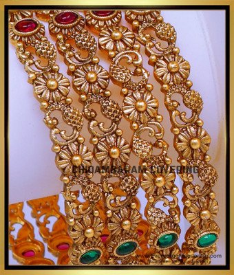 BNG894 - 2.6 Trendy Bridal Wear Gold Design Antique Bangles Set
