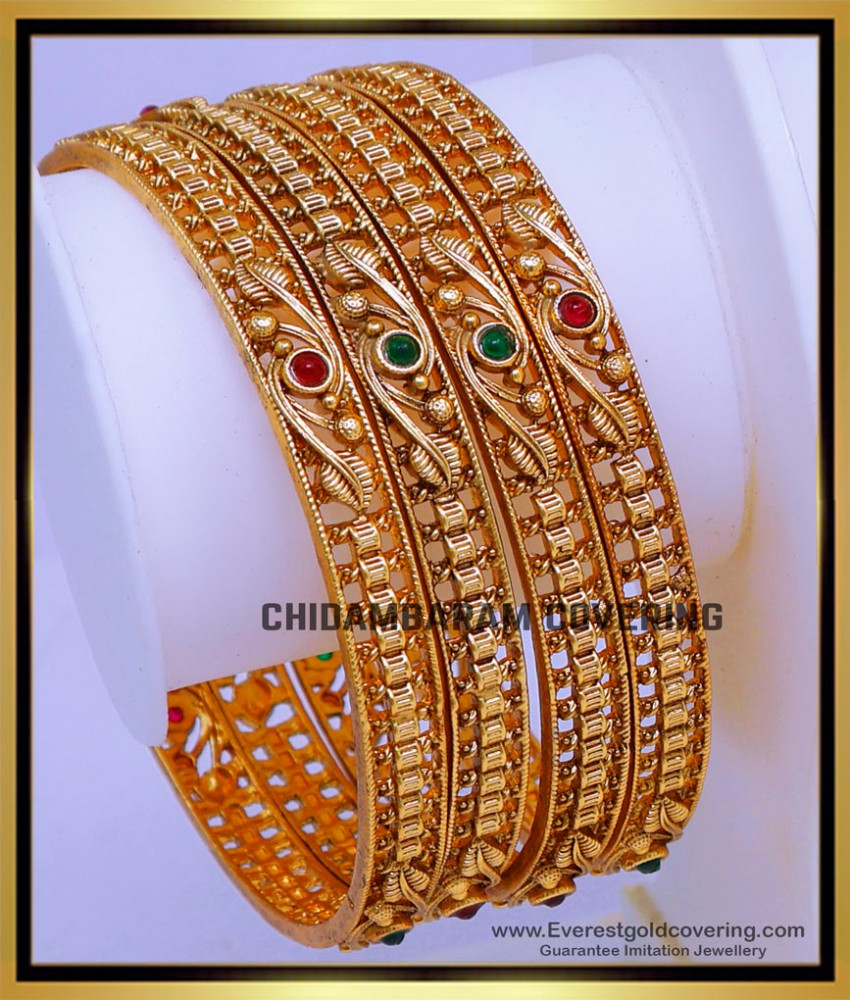 BNG895 - 2.6 New Model Gold Antique Bangles Artificial Jewellery