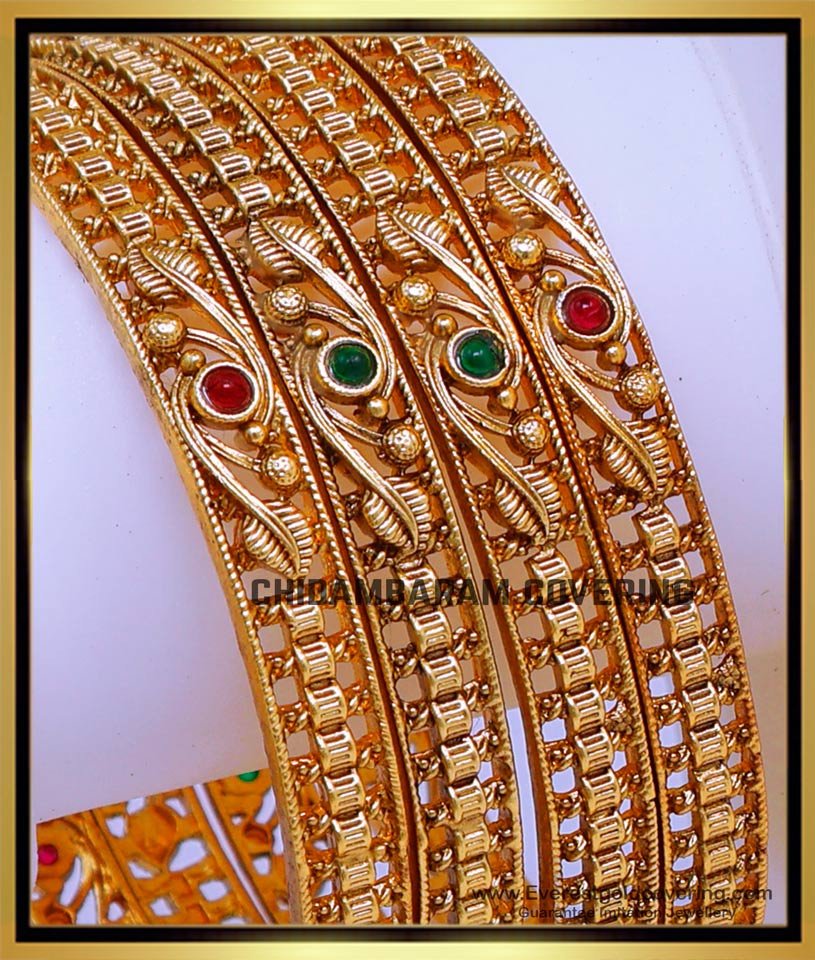 BNG895 - 2.6 New Model Gold Antique Bangles Artificial Jewellery