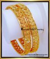BNG897 - 2.6 Beautiful Leaf Design Gold Plated Bangles for Daily Use