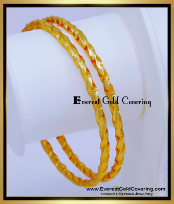BNG899 - 2.4 Impon Twisted Gold Bangles Designs for Daily Use