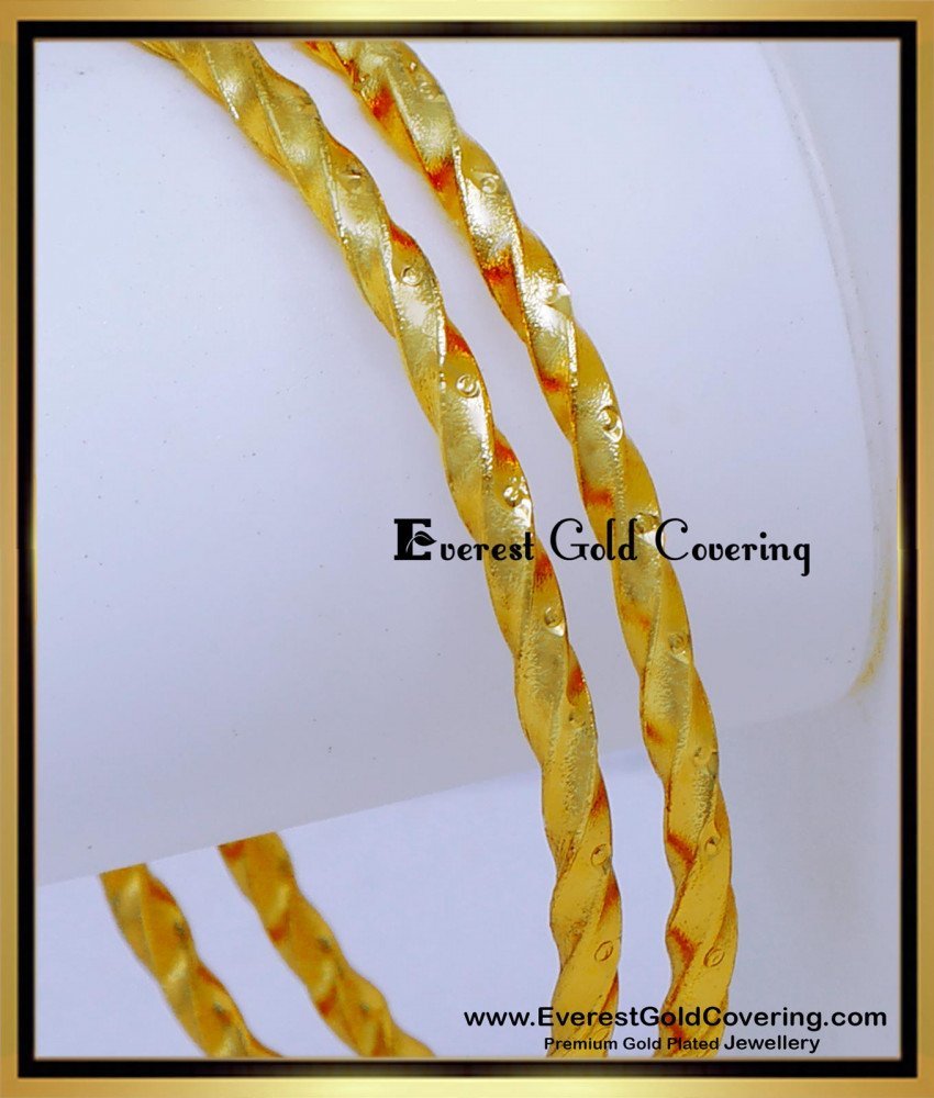 BNG899 - 2.4 Impon Twisted Gold Bangles Designs for Daily Use