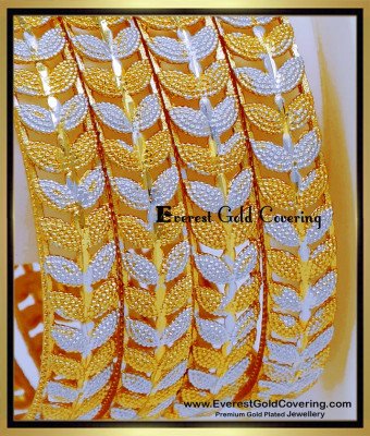 BNG901 - 2.4 Size Elegant Leaf Design 4 Bangles Set for Women