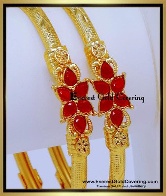 BNG906 - 2.4 Latest Light Weight Forming Gold Stone Bangles Design