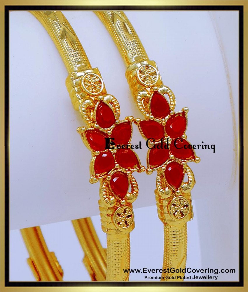 BNG906 - 2.6 Latest Light Weight Forming Gold Stone Bangles Design