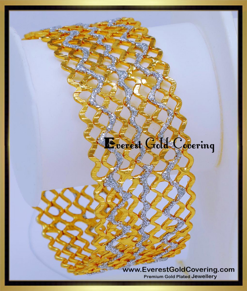 BNG911 - 2.10 Latest Collection Dubai White Gold Bangles Design 