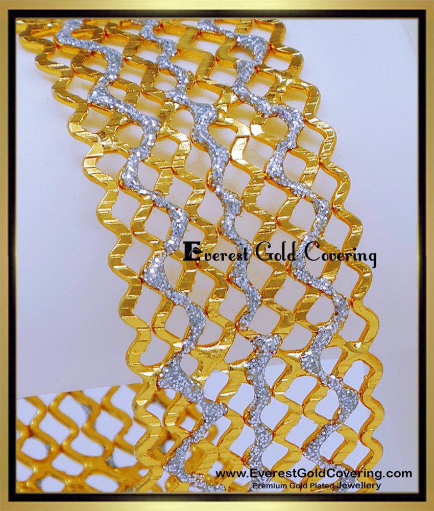 BNG911 - 2.10 Latest Collection Dubai White Gold Bangles Design 