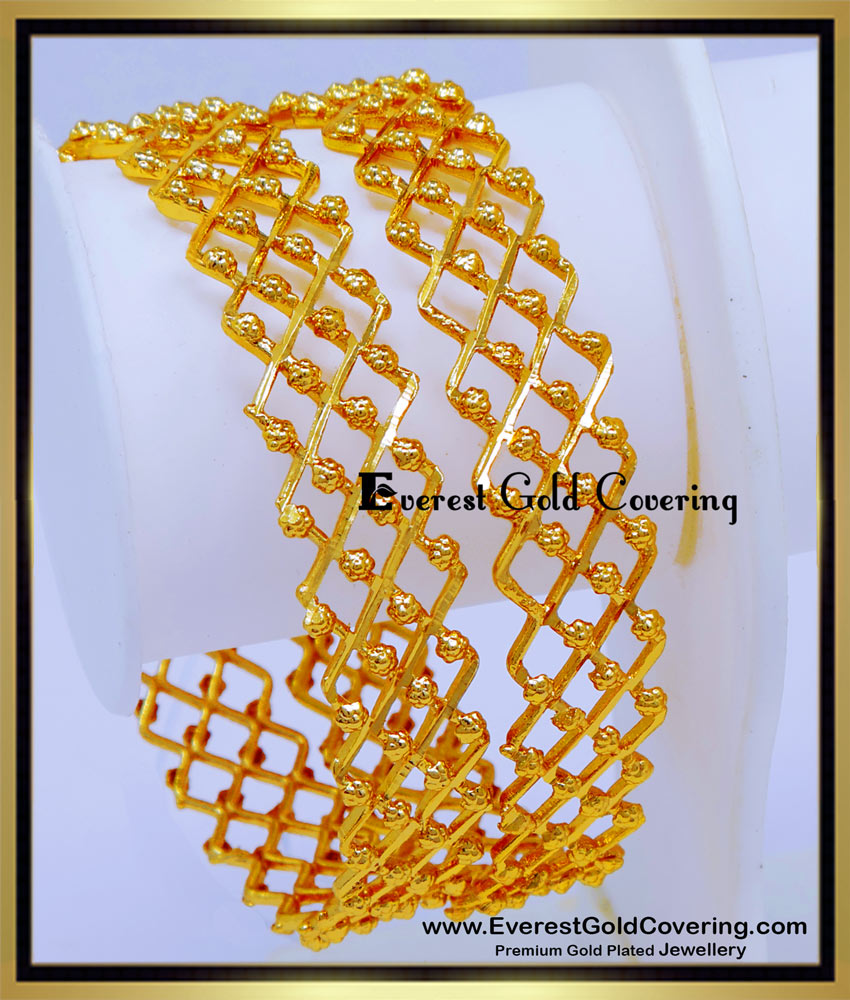 BNG917 - 2.4 High Quality Gold Plated Zic Zac Pattern Bangles