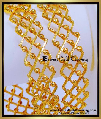 BNG917 - 2.10 High Quality Gold Plated Zic Zac Pattern Bangles