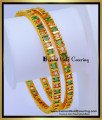 BNG919 - 2.6 Size Attractive White and Emerald Stone Bangles for Women