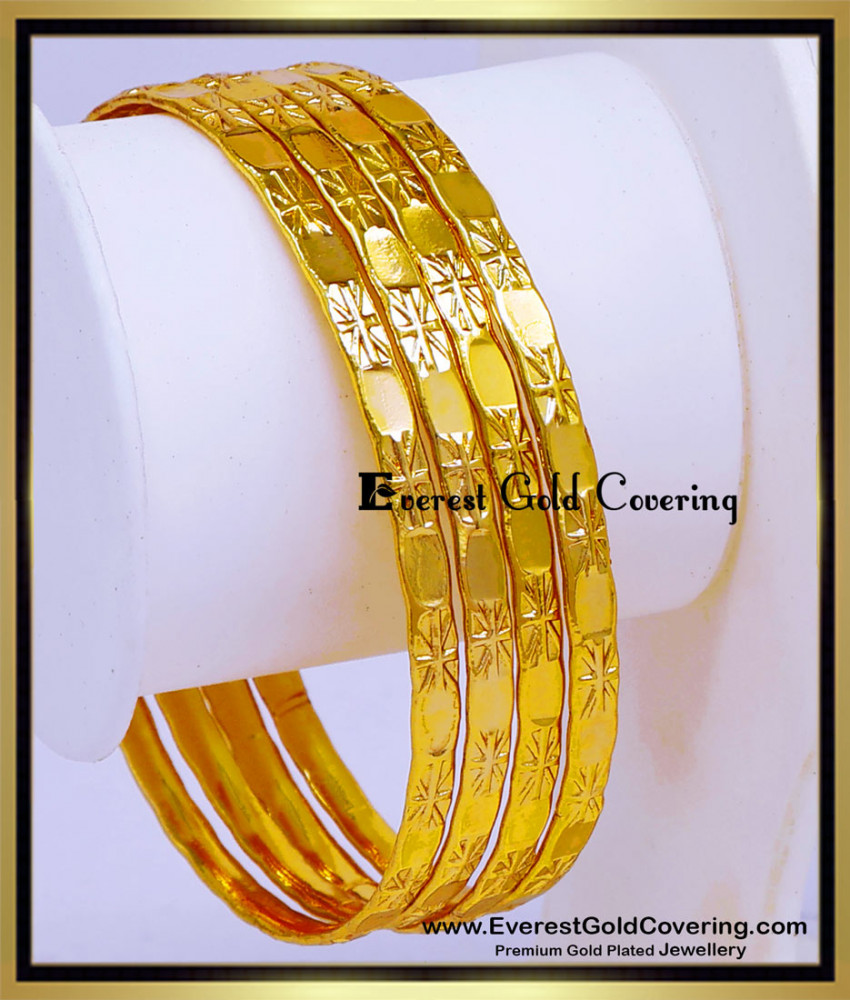 BNG924 - 2.6 Traditional Gold Design One Gram Gold Bangles Online
