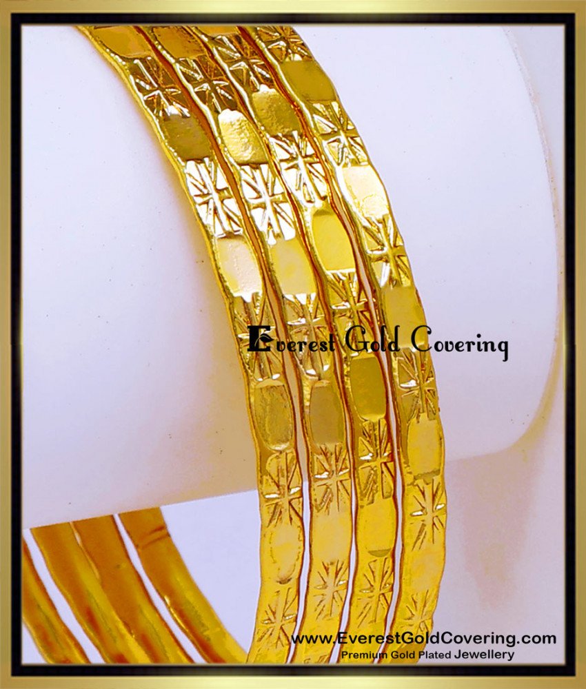 BNG924 - 2.6 Traditional Gold Design One Gram Gold Bangles Online