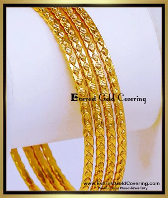 BNG925 - 2.10 New Model 1 Gram Gold Plated Bangles for Daily Use
