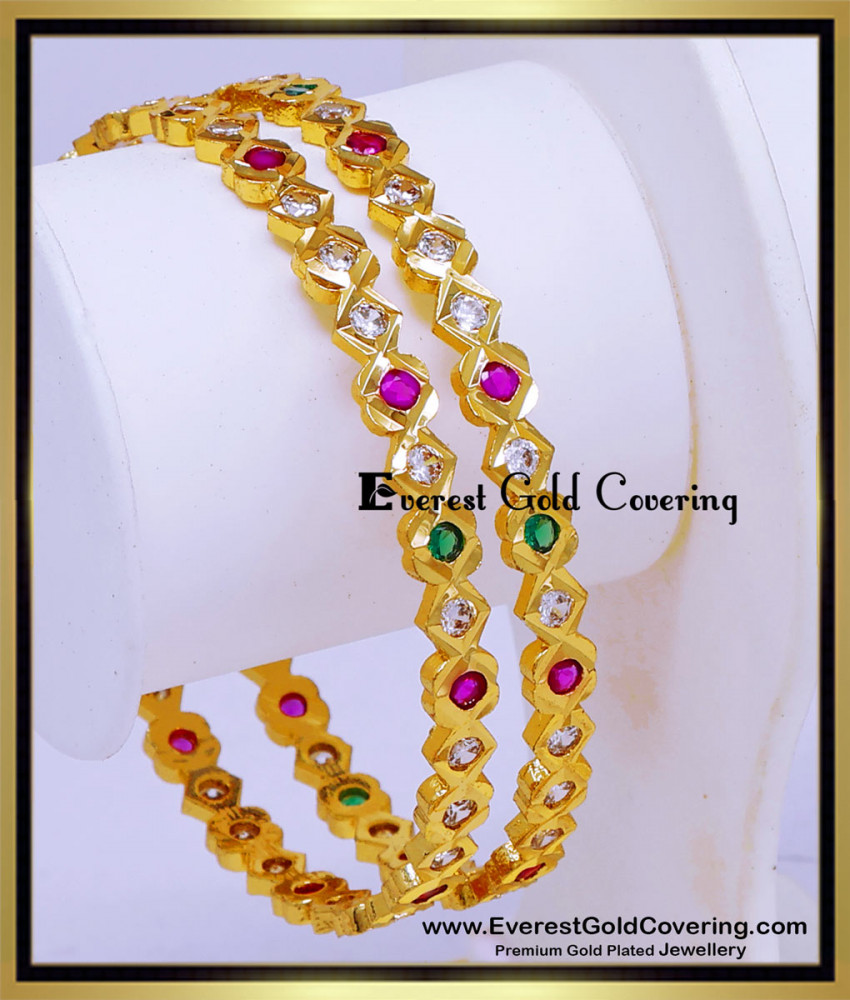 BNG937 - 2.4 Best Quality Multi Stone Impon Bangles Online Shopping