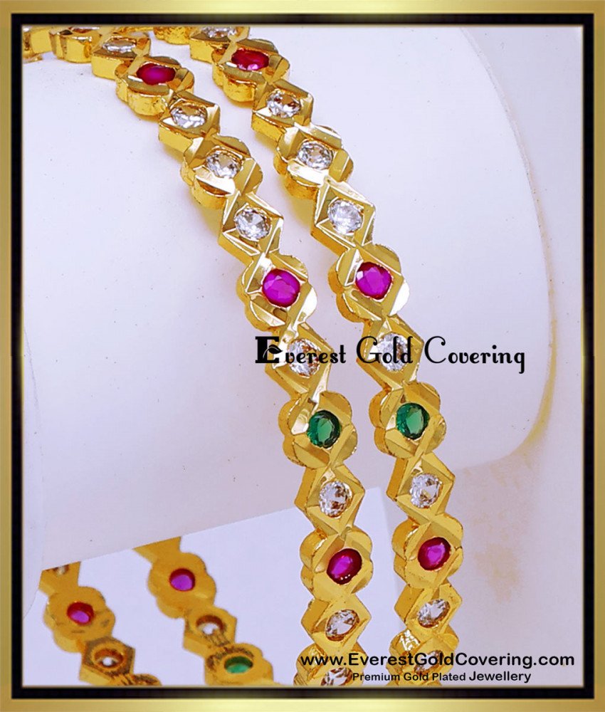 BNG937 - 2.4 Best Quality Multi Stone Impon Bangles Online Shopping