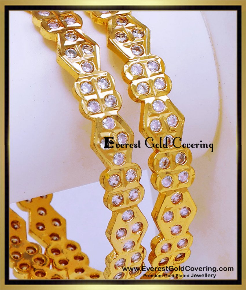 BNG938 - 2.8 first Quality South Indian Impon White Stone Bangles