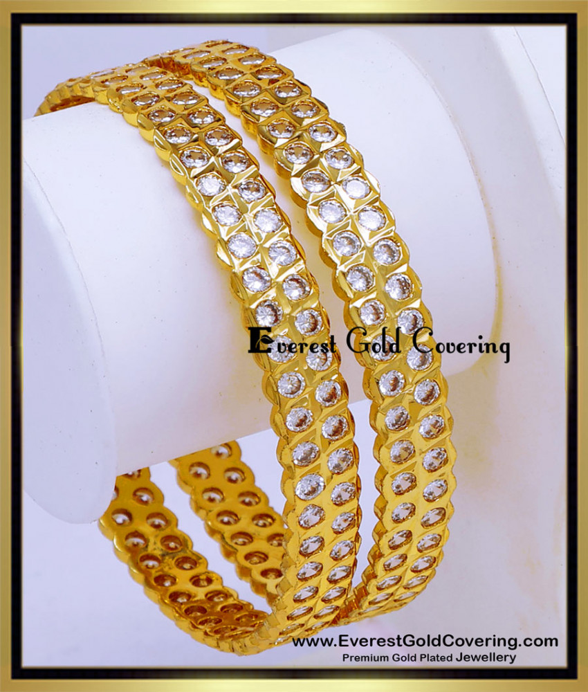 BNG939 - 2.6 Traditional White Stone Bangles Impon Jewellery Collection
