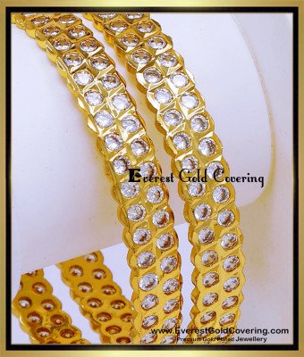 BNG939 - 2.6 Traditional White Stone Bangles Impon Jewellery Collection