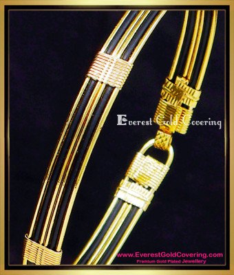 BNG941 - 2.10 Size 1 Gram Gold Plated Black Anaval Bangle for Ladies