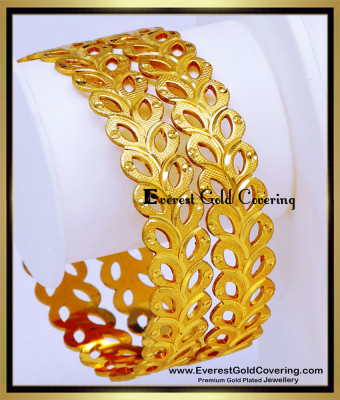 BNG944 - 2.10 Size 1 Gram Gold Bangles Daily Wear Leaf Bangles Gold
