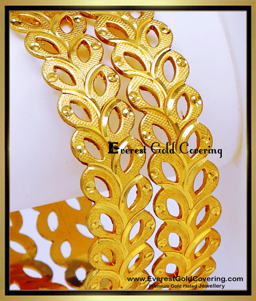 BNG944 - 2.8 Size 1 Gram Gold Bangles Daily Wear Leaf Bangles Gold