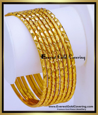 BNG947 - 2.10 Simple Gold Look Kangan Design Wedding Bangles Set